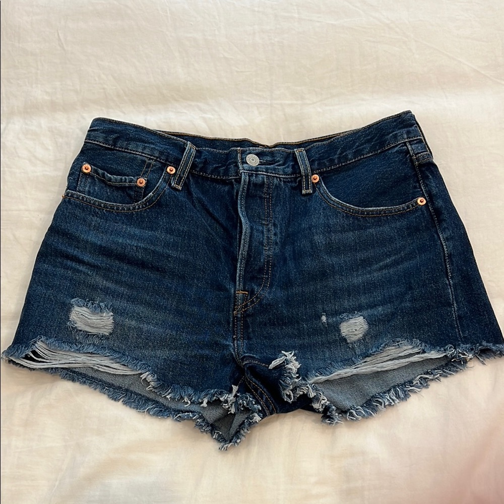 Levi's Blue Distressed Jean Shorts